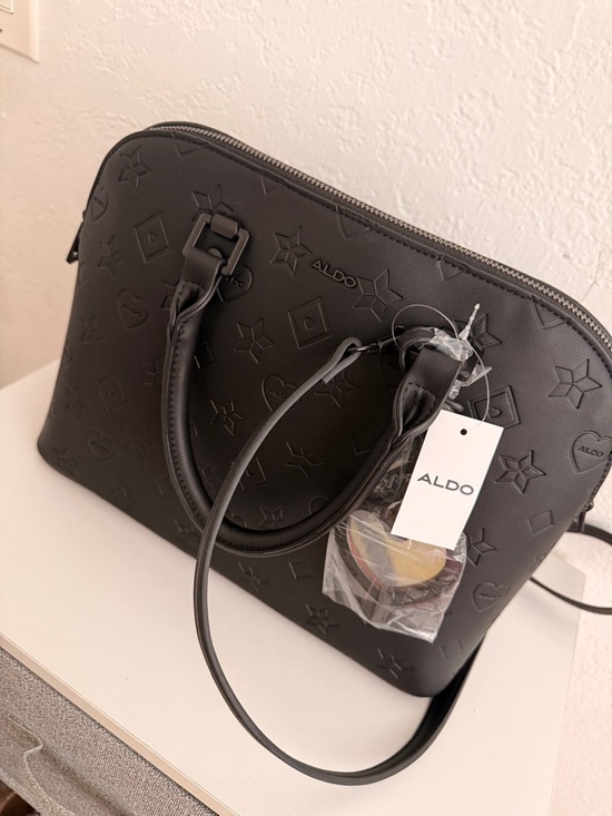 Aldo Handbags - ALDO Black Embossed Dome Satchel with Top Handles